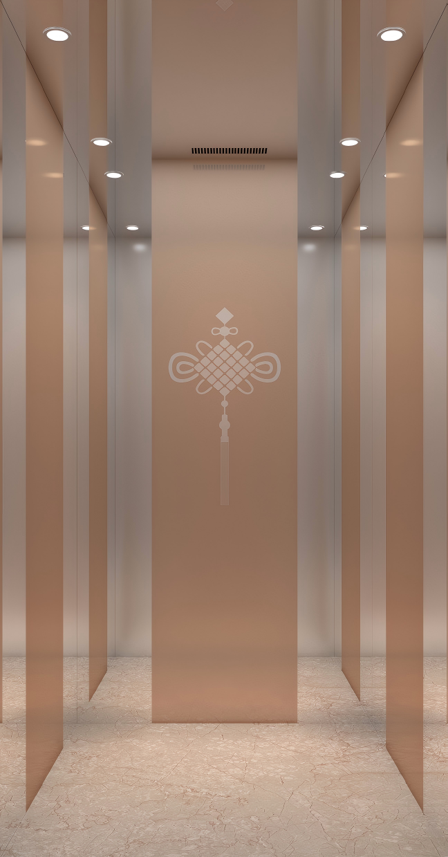 VE43 villa elevator cabin in rose gold
